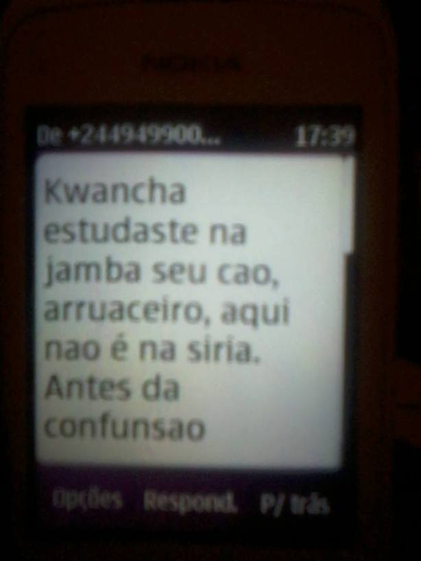 José Macuva Ameaça SMS 01